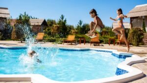 Kids Jumping In Pool